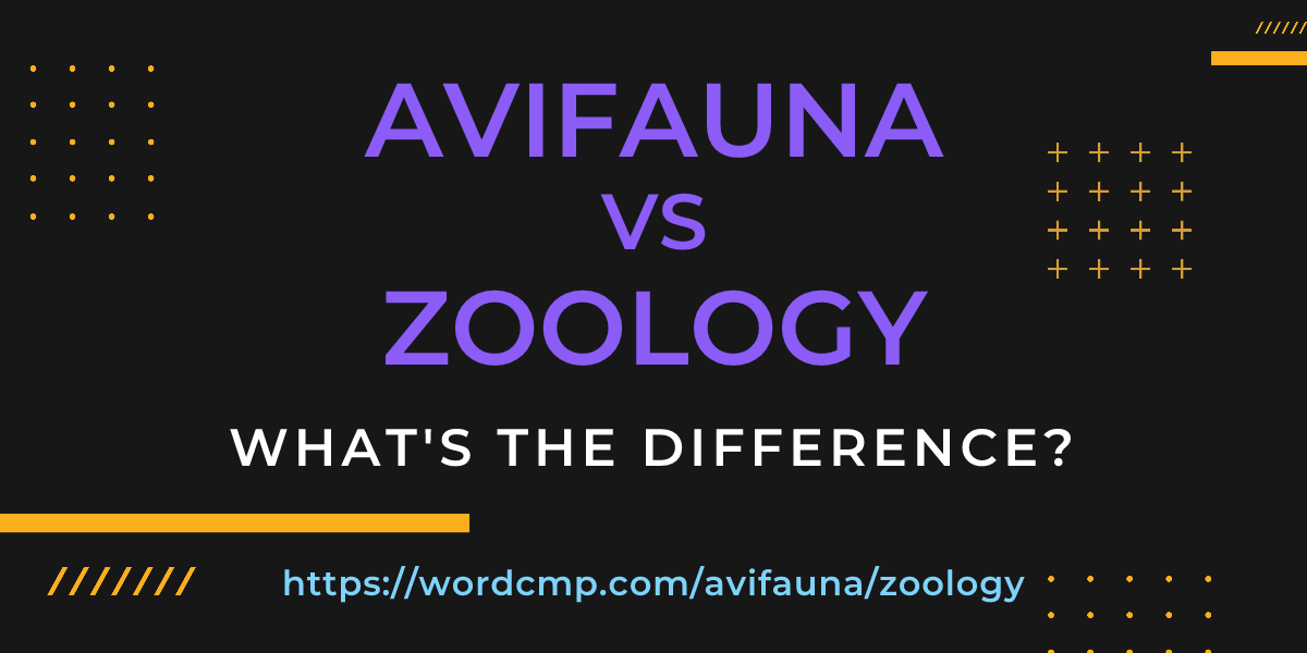 Difference between avifauna and zoology
