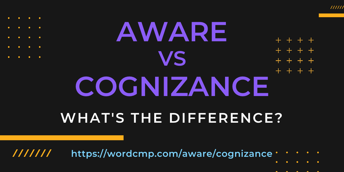 Difference between aware and cognizance