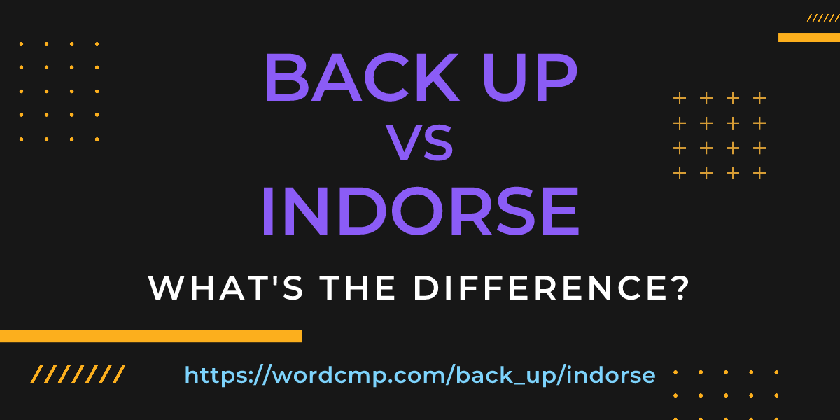 Difference between back up and indorse
