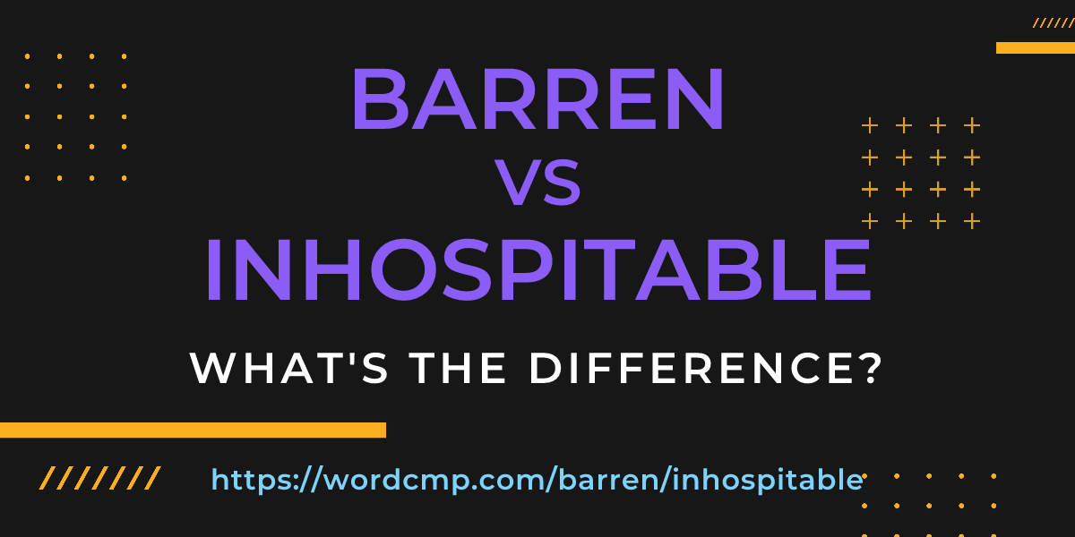 Difference between barren and inhospitable