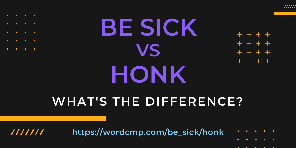 Difference between be sick and honk
