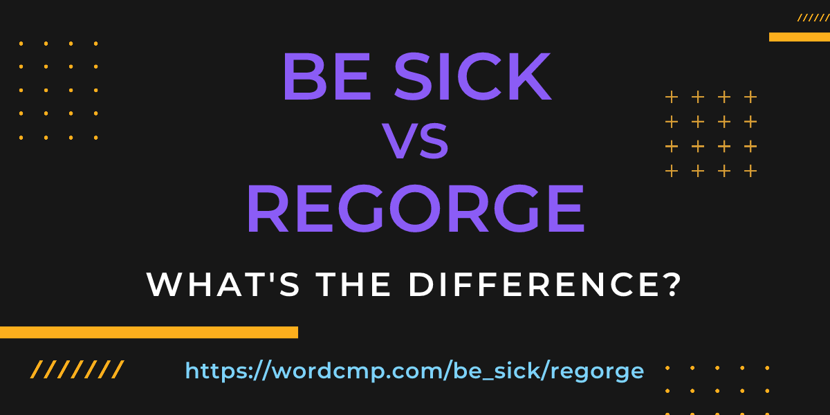 Difference between be sick and regorge