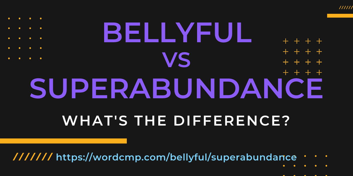 Difference between bellyful and superabundance