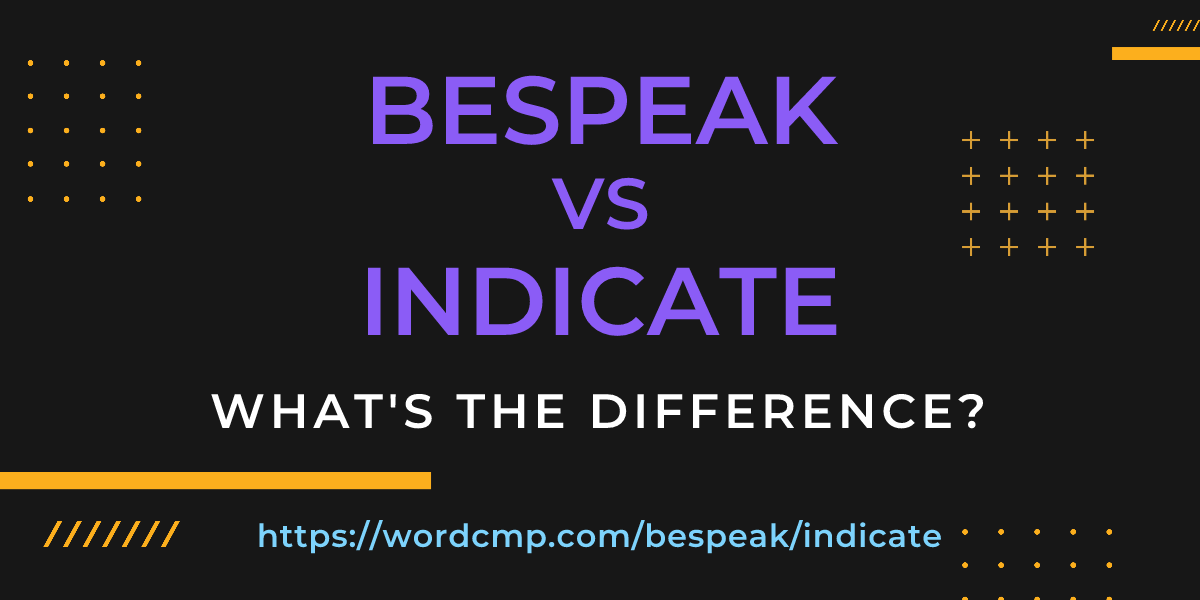 Difference between bespeak and indicate