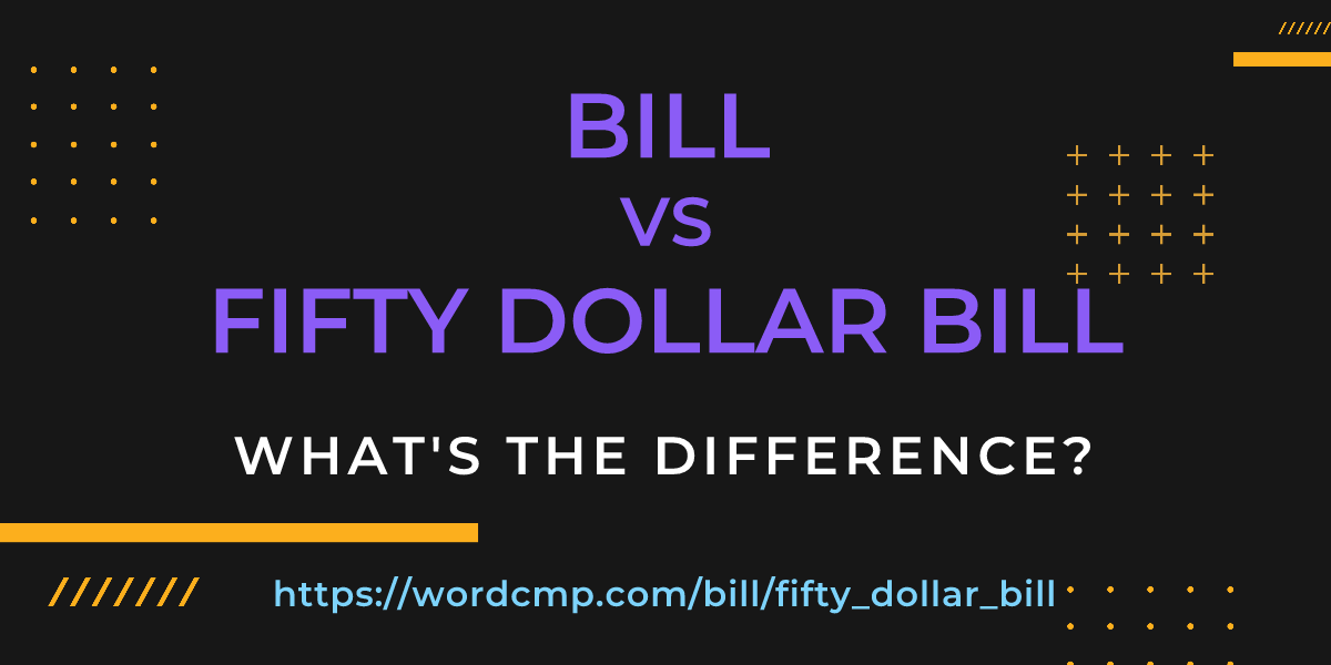 Difference between bill and fifty dollar bill