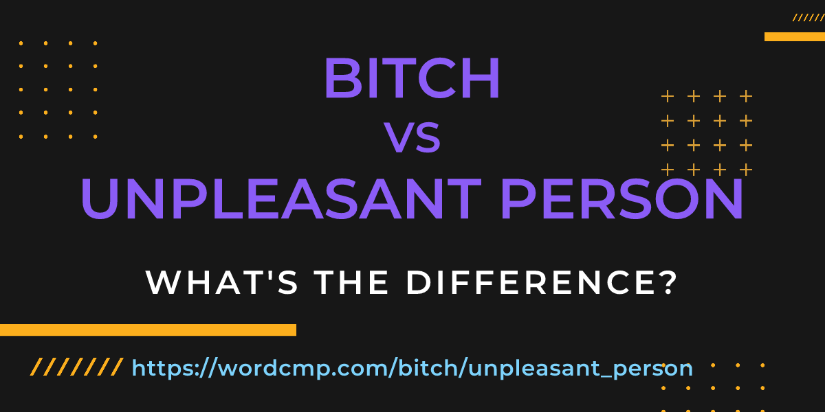 Difference between bitch and unpleasant person