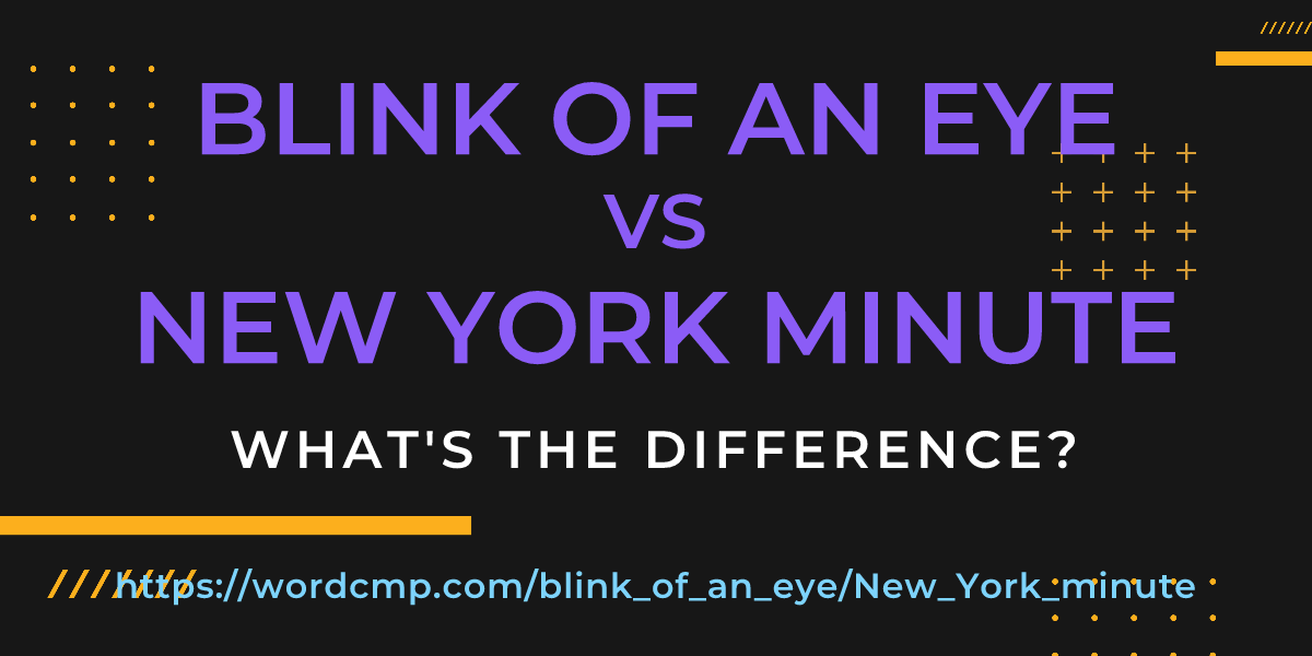 Difference between blink of an eye and New York minute