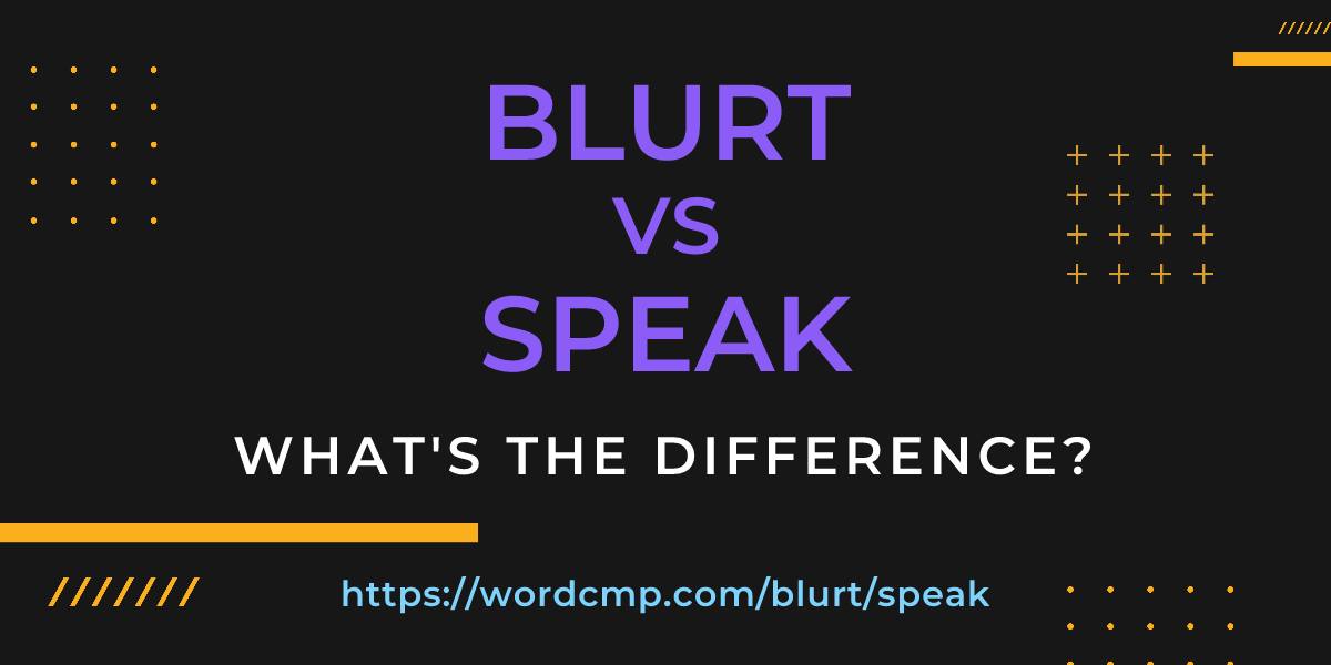 Difference between blurt and speak