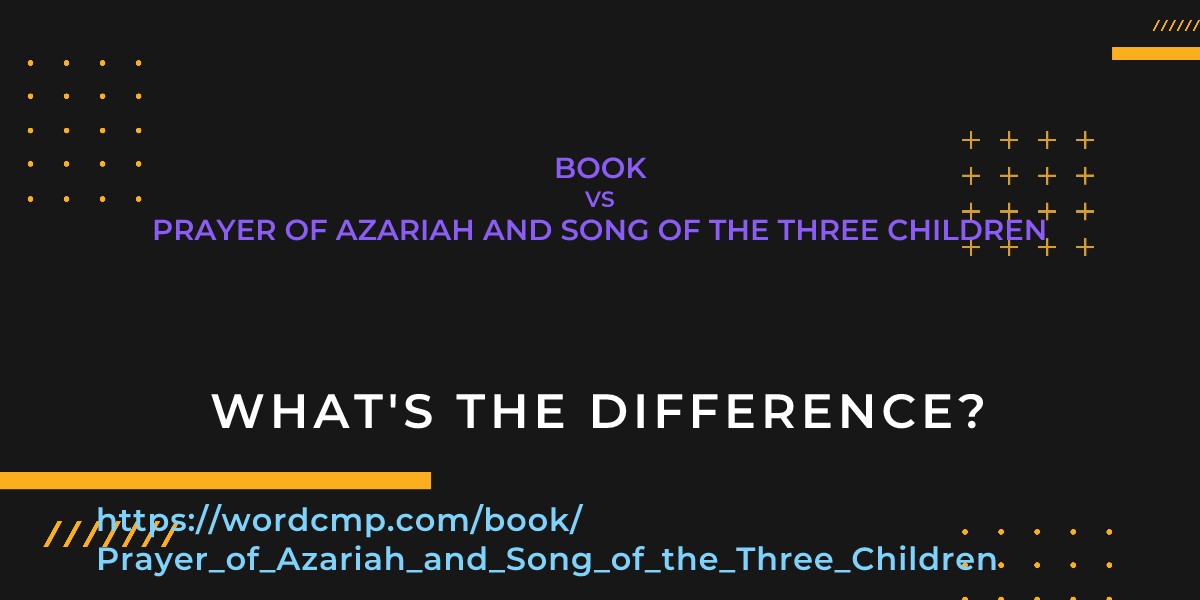 Difference between book and Prayer of Azariah and Song of the Three Children