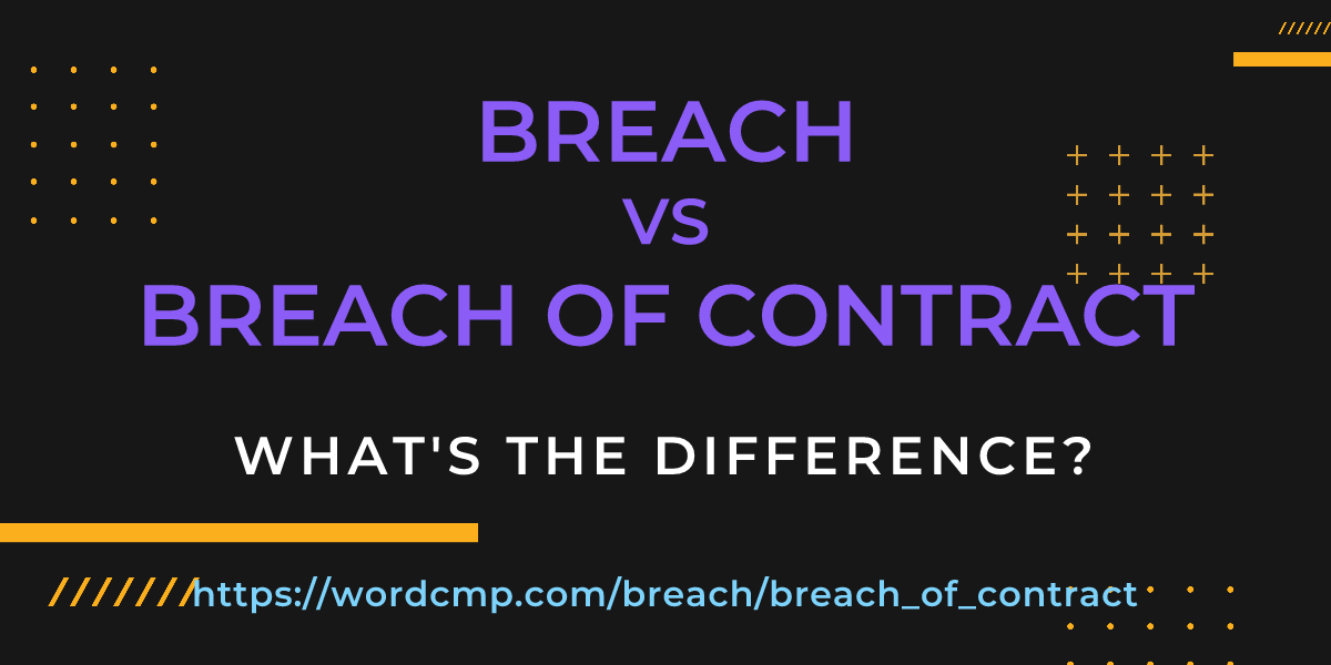 Difference between breach and breach of contract