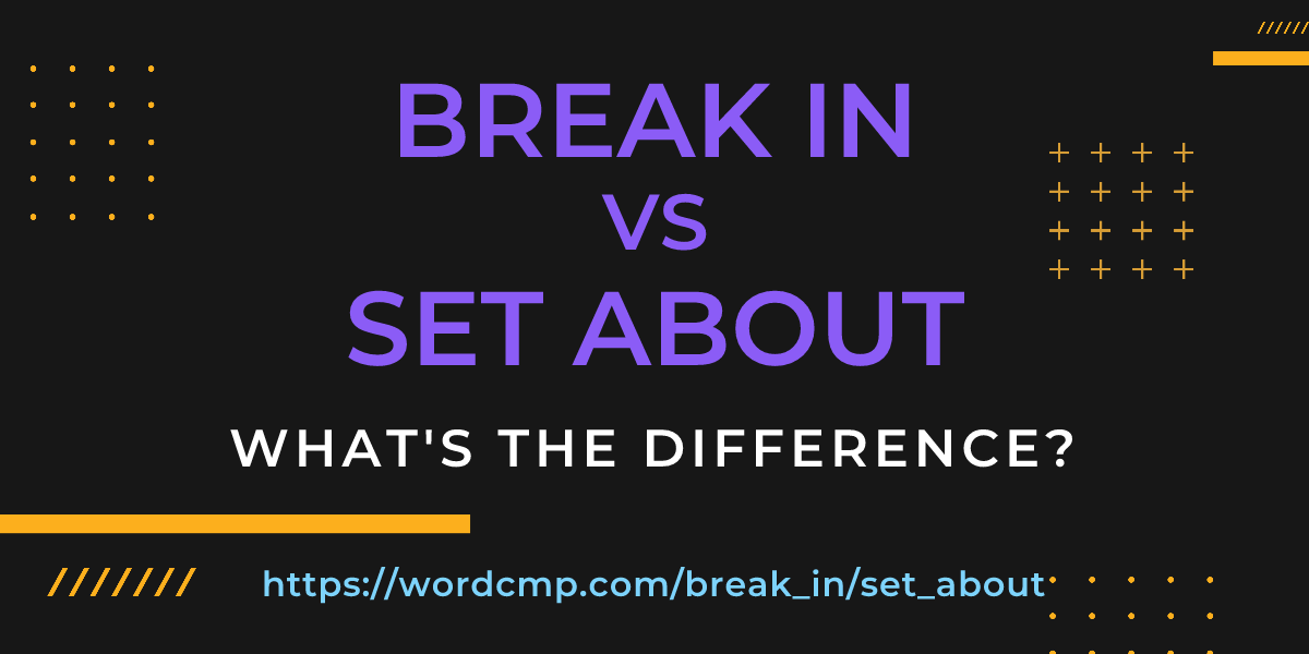 Difference between break in and set about