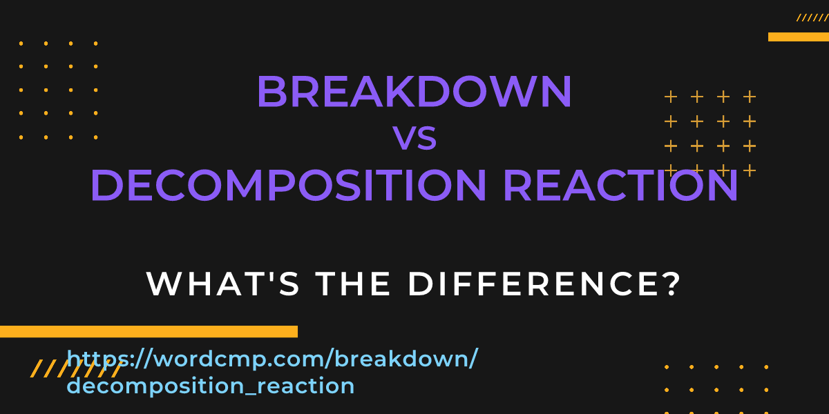 Difference between breakdown and decomposition reaction