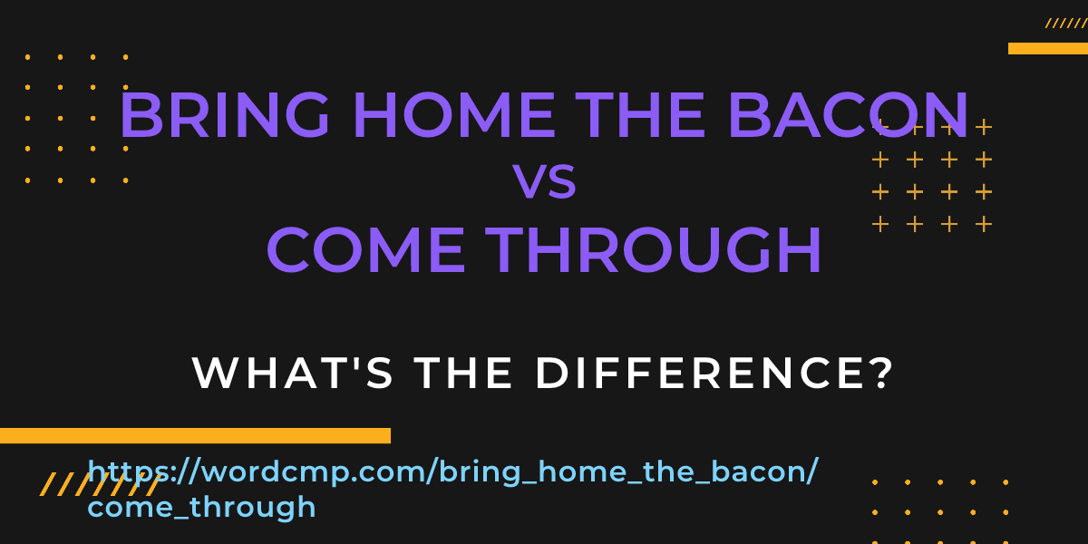 Difference between bring home the bacon and come through