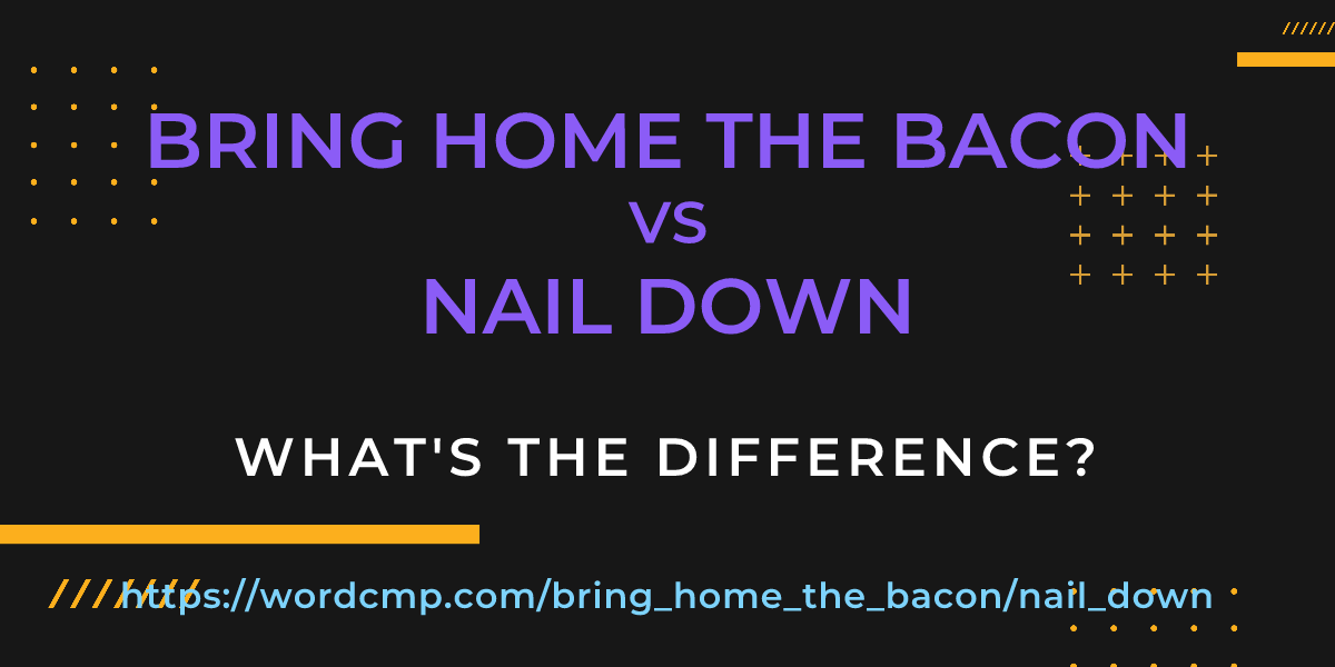Difference between bring home the bacon and nail down