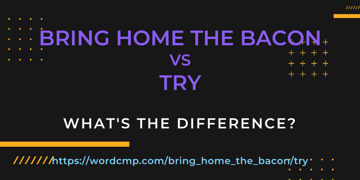 Difference between bring home the bacon and try
