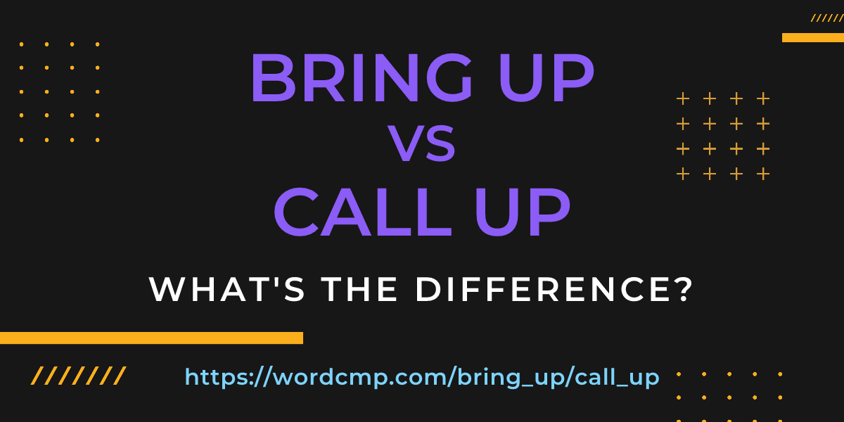 Difference between bring up and call up