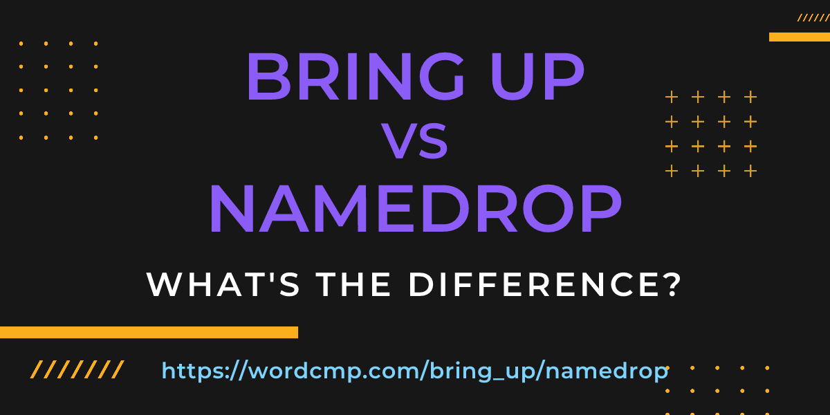 Difference between bring up and namedrop