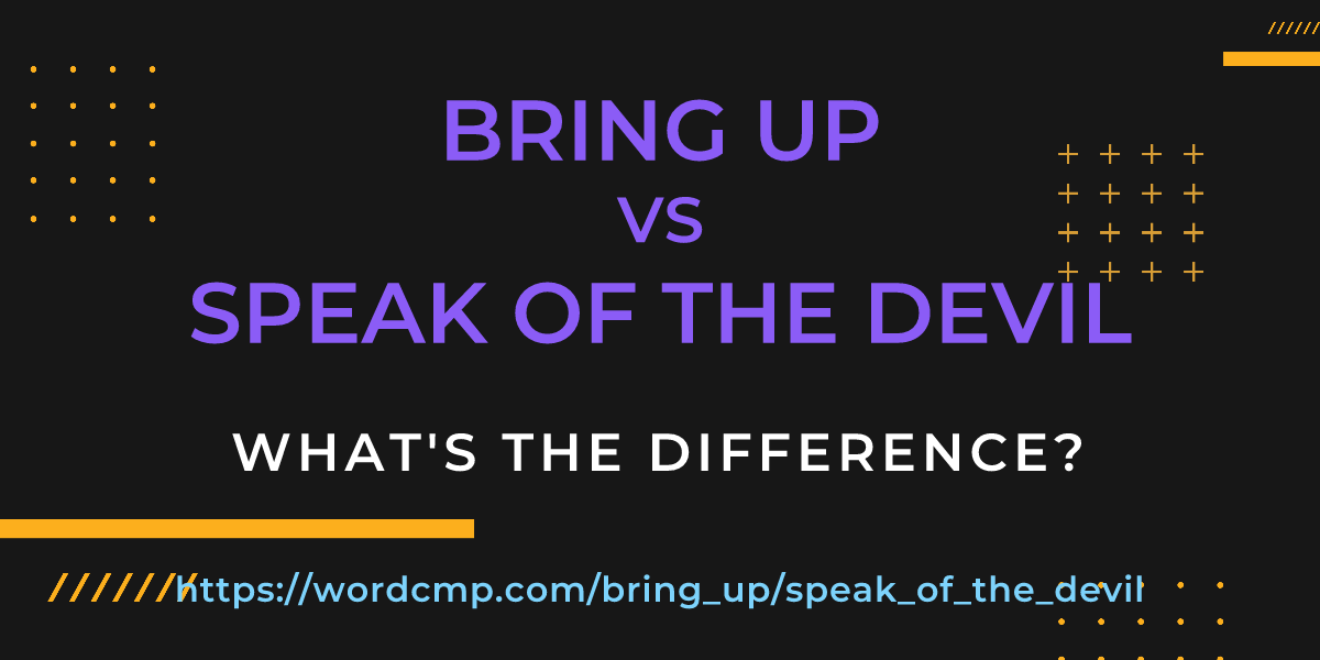 Difference between bring up and speak of the devil