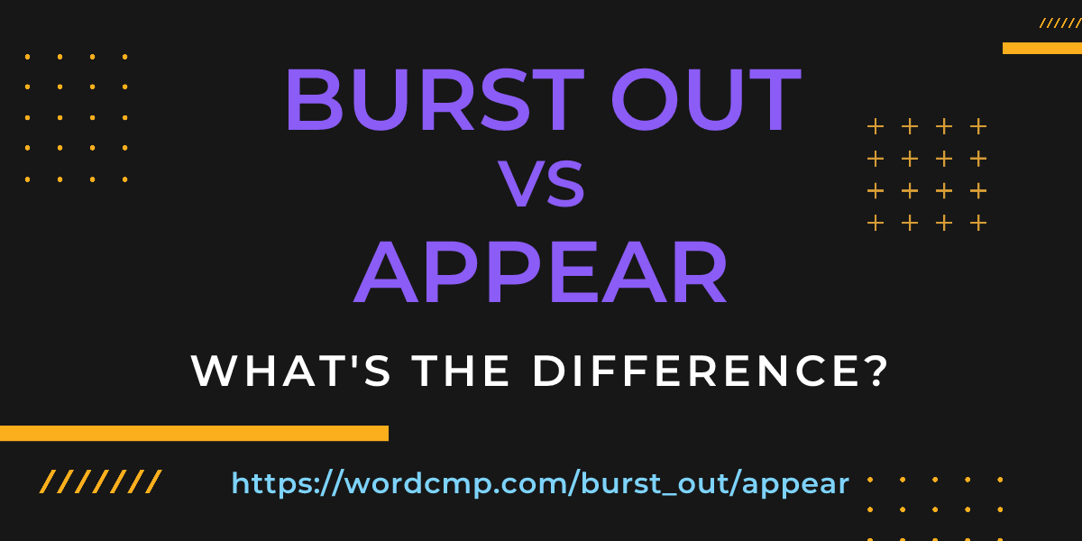 Difference between burst out and appear