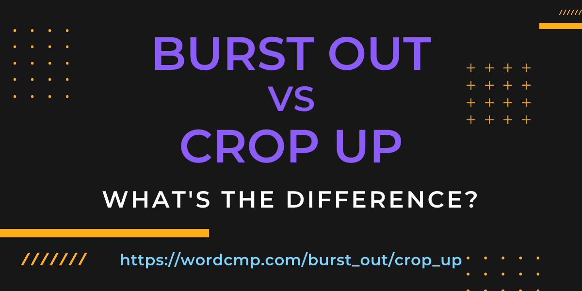 Difference between burst out and crop up