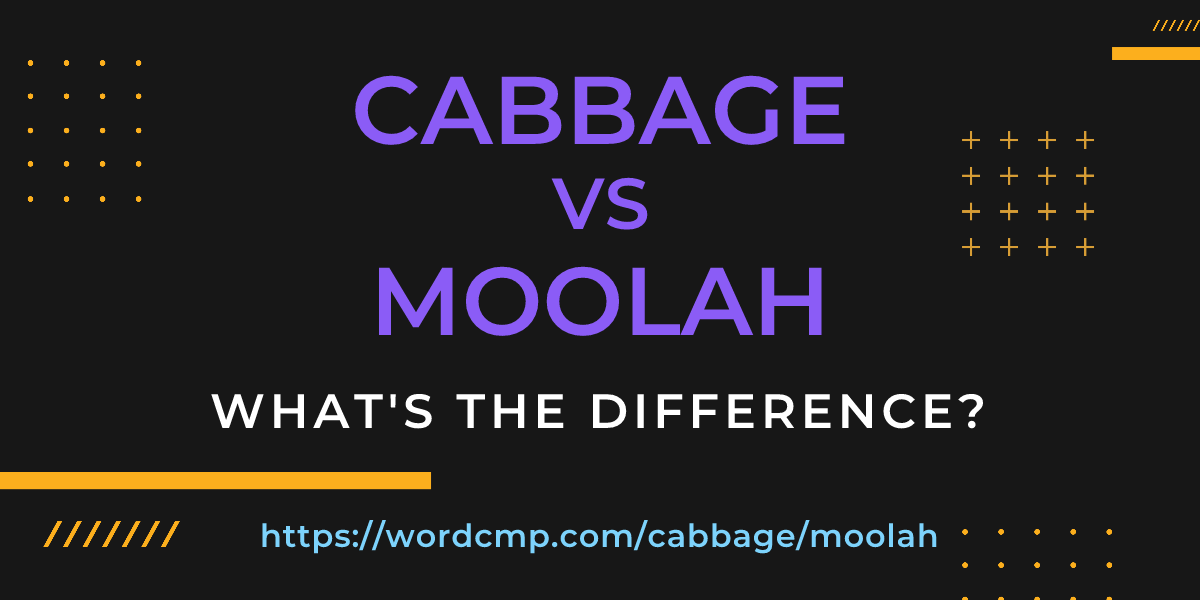 Difference between cabbage and moolah