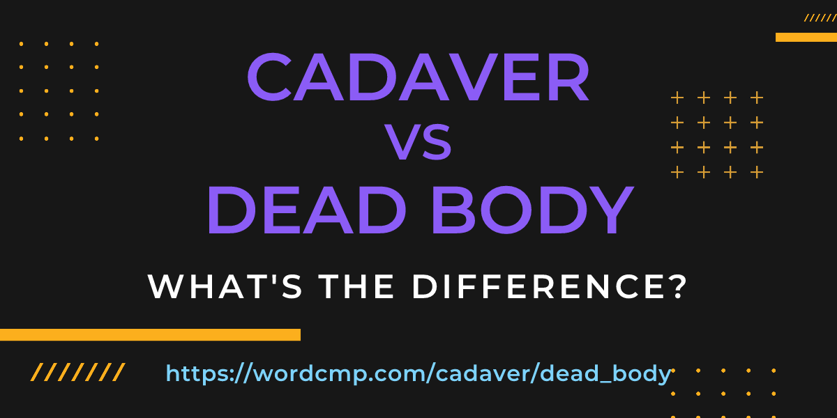 Difference between cadaver and dead body