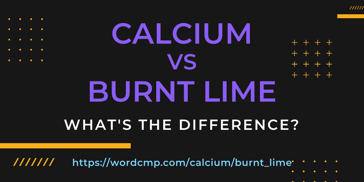 Difference between calcium and burnt lime