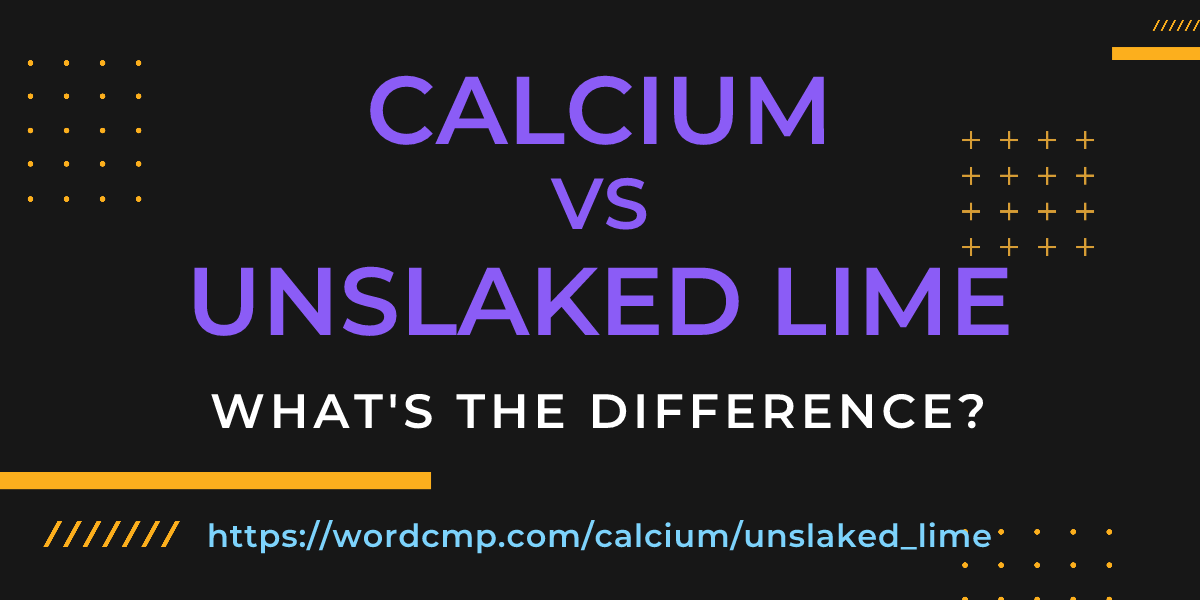 Difference between calcium and unslaked lime