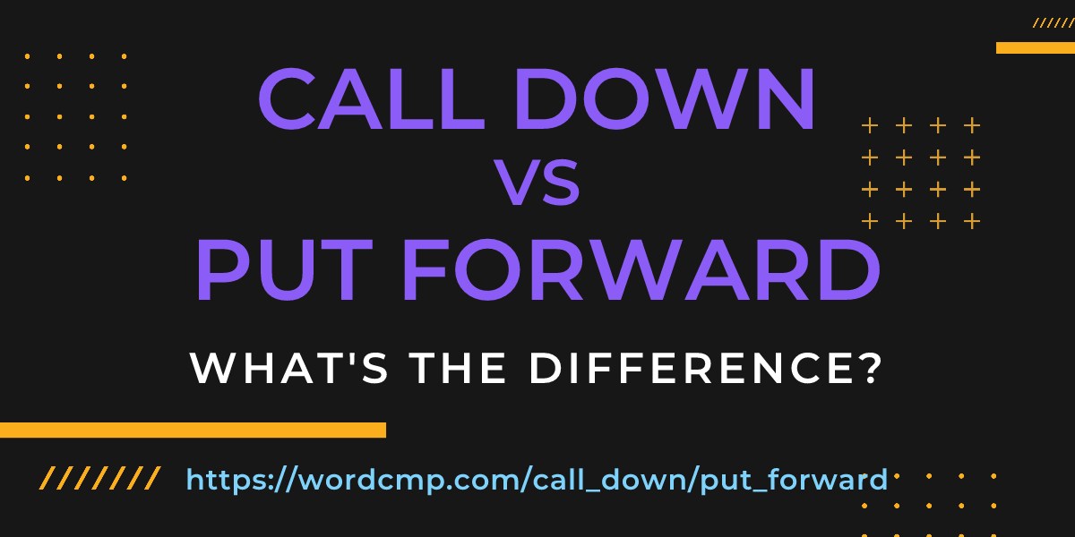 Difference between call down and put forward