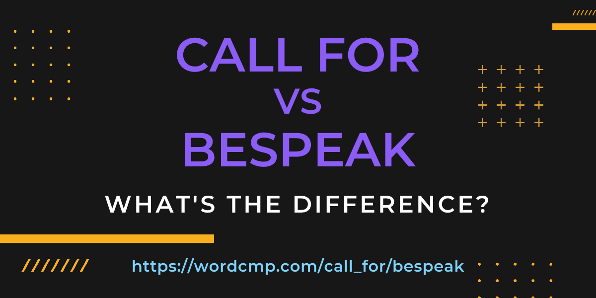 Difference between call for and bespeak