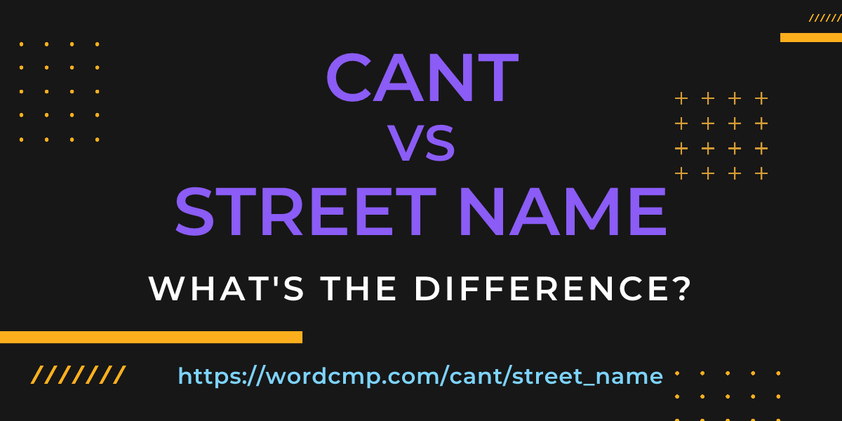 Difference between cant and street name