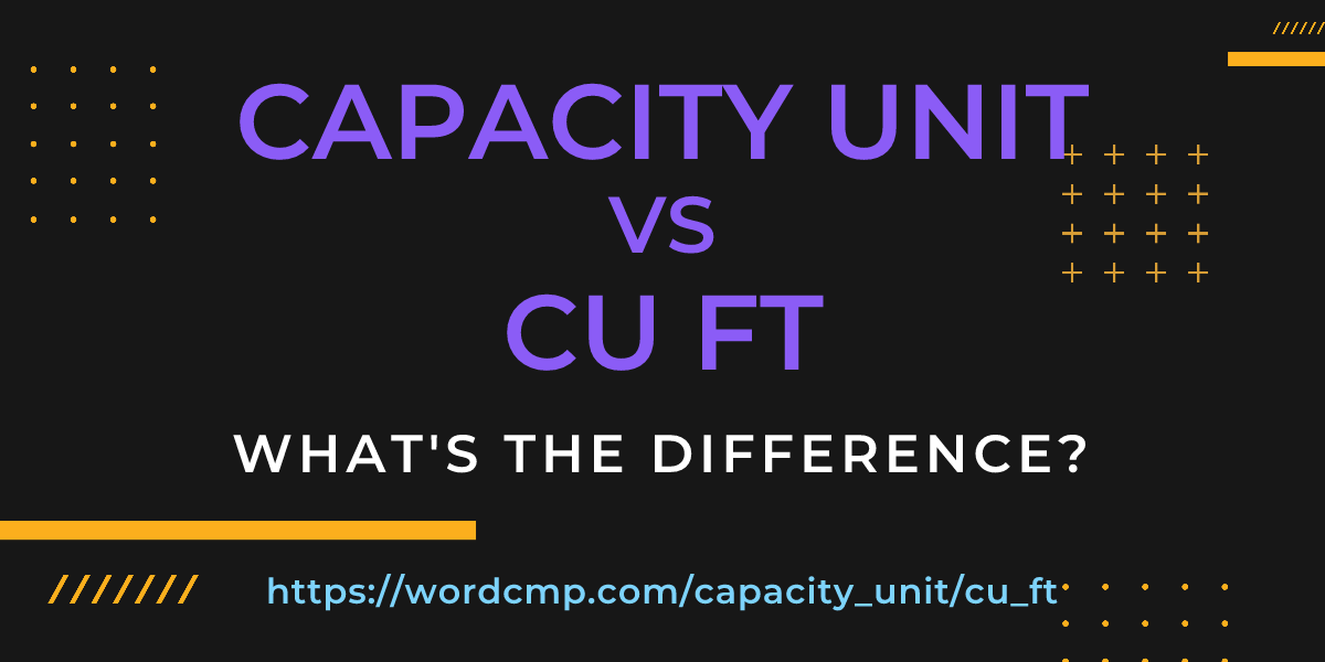 Difference between capacity unit and cu ft