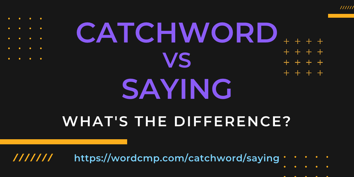 Difference between catchword and saying