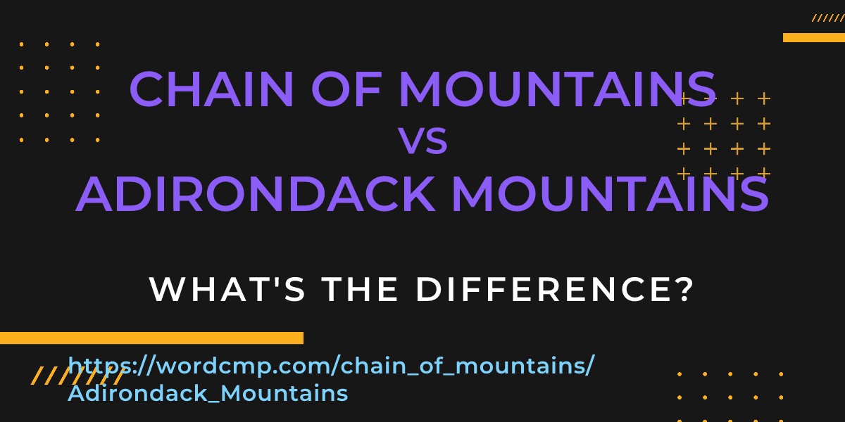 Difference between chain of mountains and Adirondack Mountains