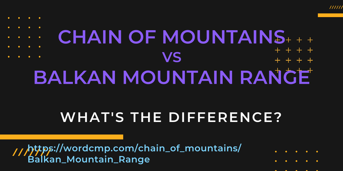 Difference between chain of mountains and Balkan Mountain Range