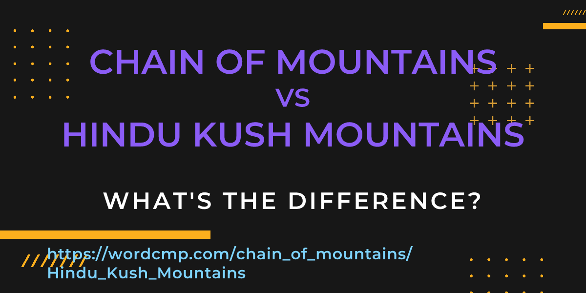 Difference between chain of mountains and Hindu Kush Mountains