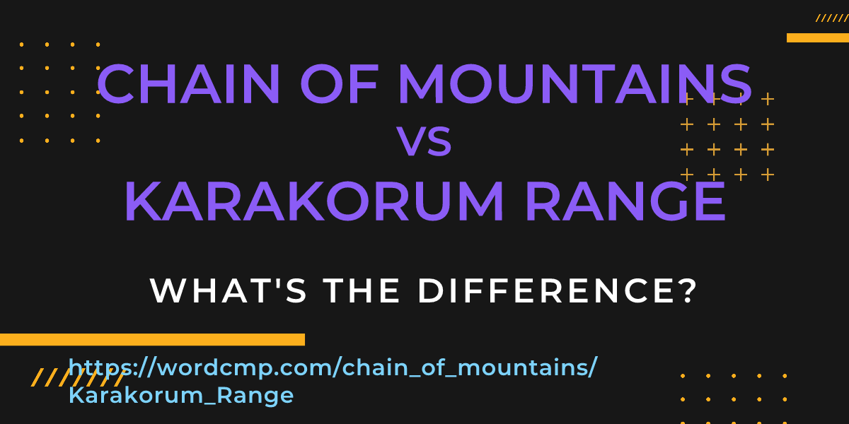 Difference between chain of mountains and Karakorum Range