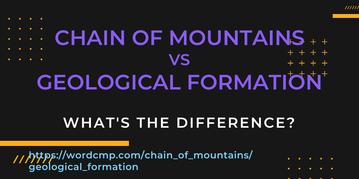 Difference between chain of mountains and geological formation