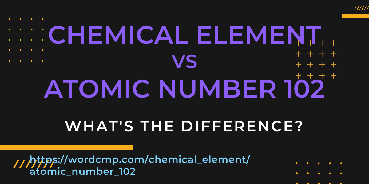 Difference between chemical element and atomic number 102