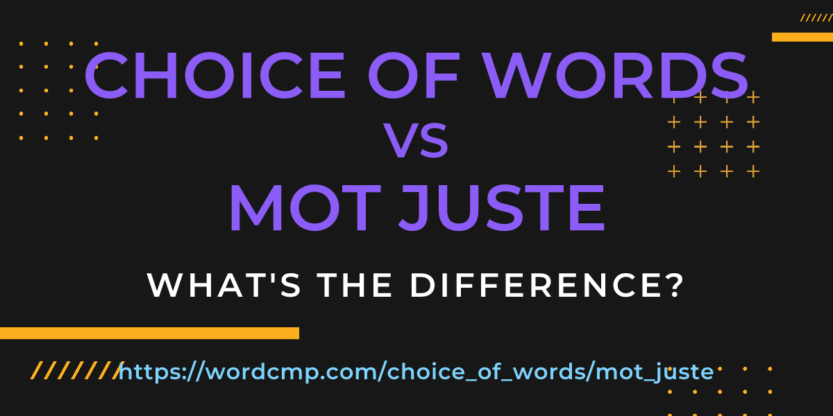 Difference between choice of words and mot juste