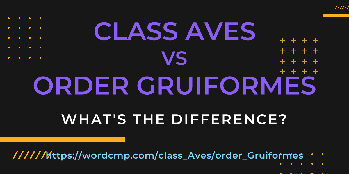 Difference between class Aves and order Gruiformes