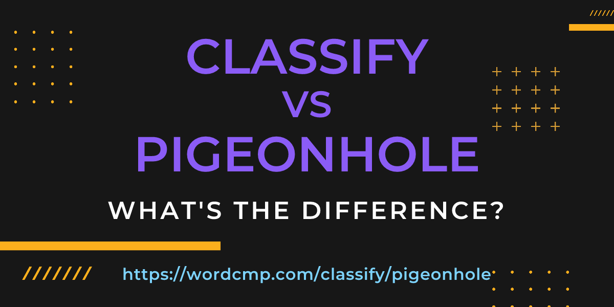 Difference between classify and pigeonhole