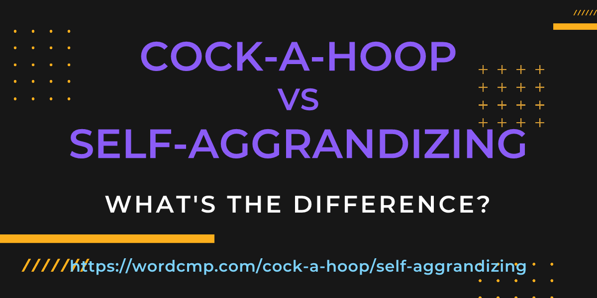 Difference between cock-a-hoop and self-aggrandizing