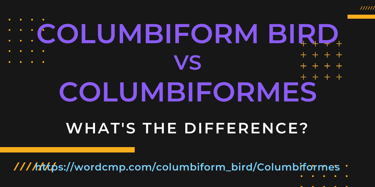 Difference between columbiform bird and Columbiformes