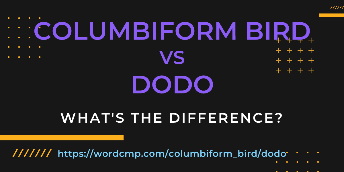 Difference between columbiform bird and dodo