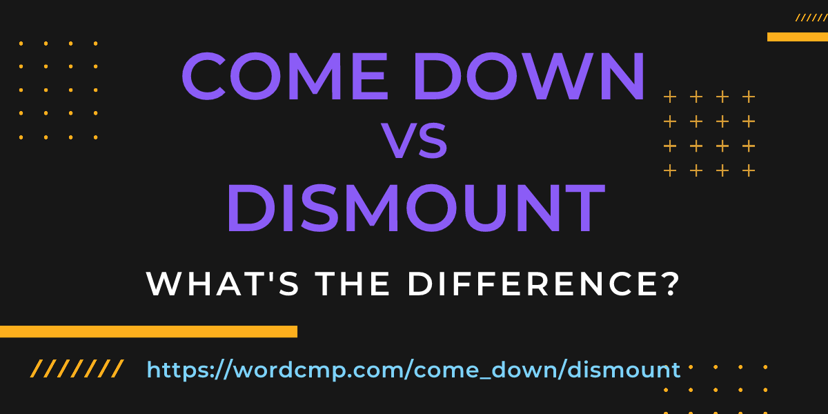 Difference between come down and dismount