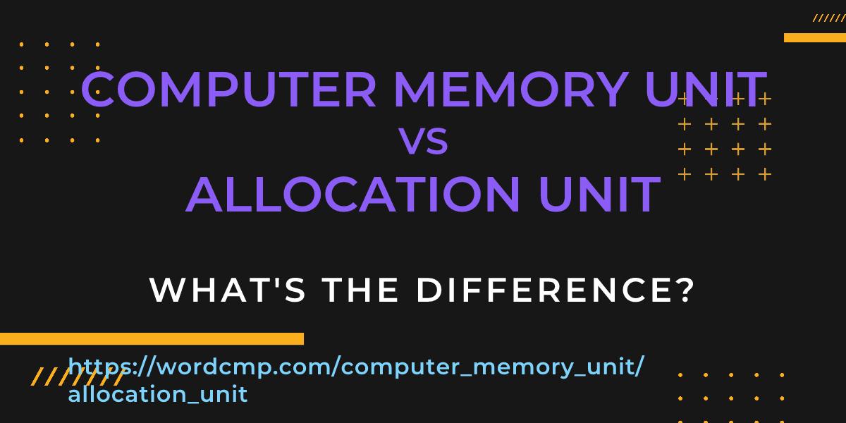 Difference between computer memory unit and allocation unit