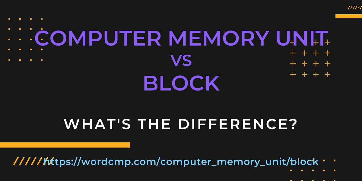 Difference between computer memory unit and block
