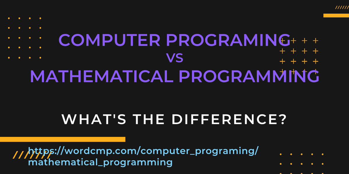 Difference between computer programing and mathematical programming