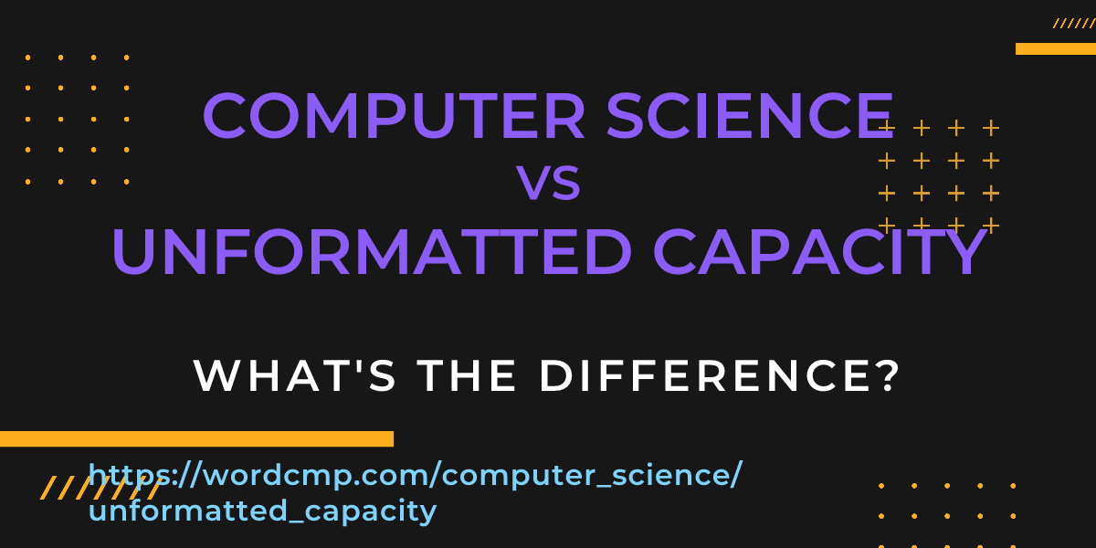 Difference between computer science and unformatted capacity
